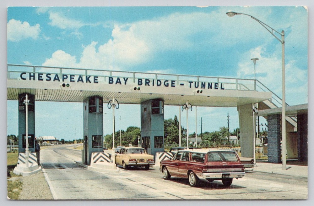 Chesapeake Bay Bridge-Tunnel Toll Plaza Norfolk VA Postcard 1960s Colourpicture