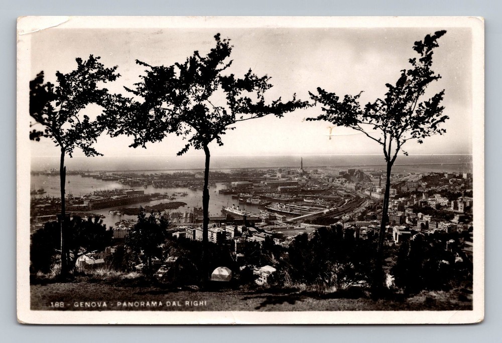 Italy- Genoa Panorama From The Righi Standard Souvenir Postal Vintage Postcard