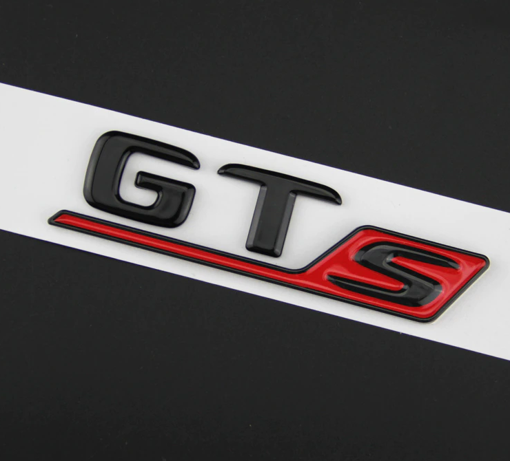 Pegatina trasera para coche MB GTS emblema maletero bota letras negras brillantes rojo
