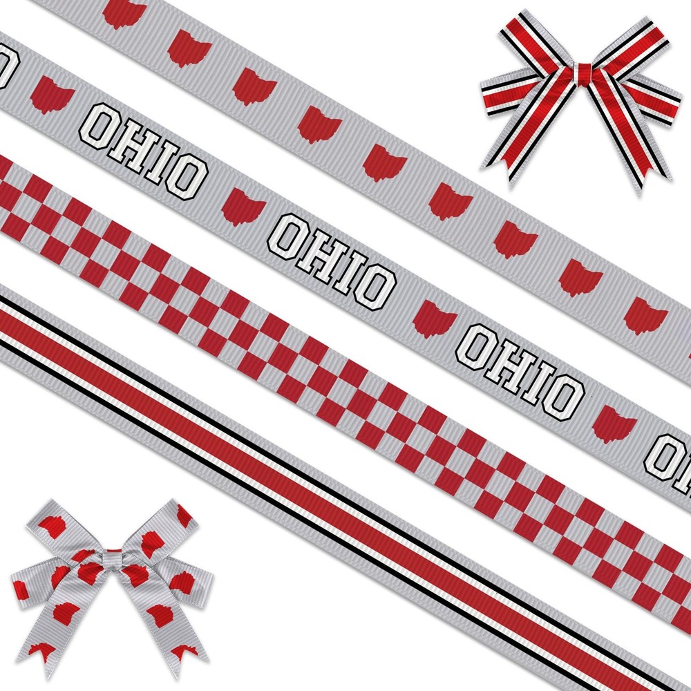 4 Rolls 20 Yards Ohio Ribbons, 3/8