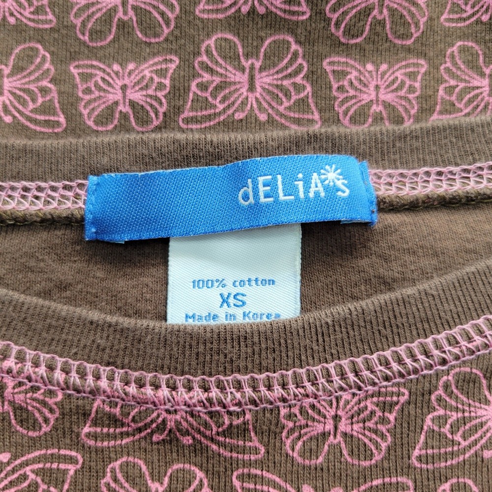 Vintage Y2K dELiA*s Butterfly Long Sleeve Top XS Fairycore