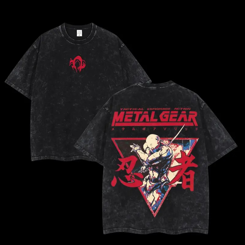 Metal Gear Solid Double Printed Unisex Acid Washed Lightweight Cotton T-Shirt