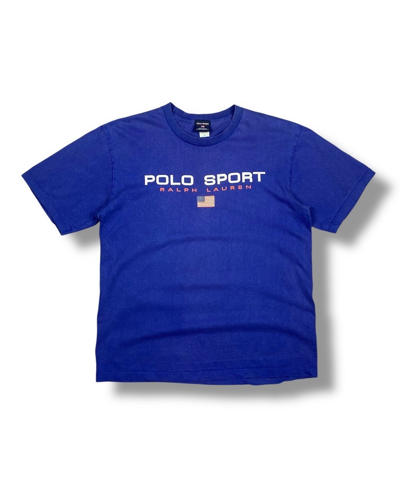 Polo Sport Ralph Lauren Logo T-Shirt Blue Men’s Size XL Faded Distressed  Y2K