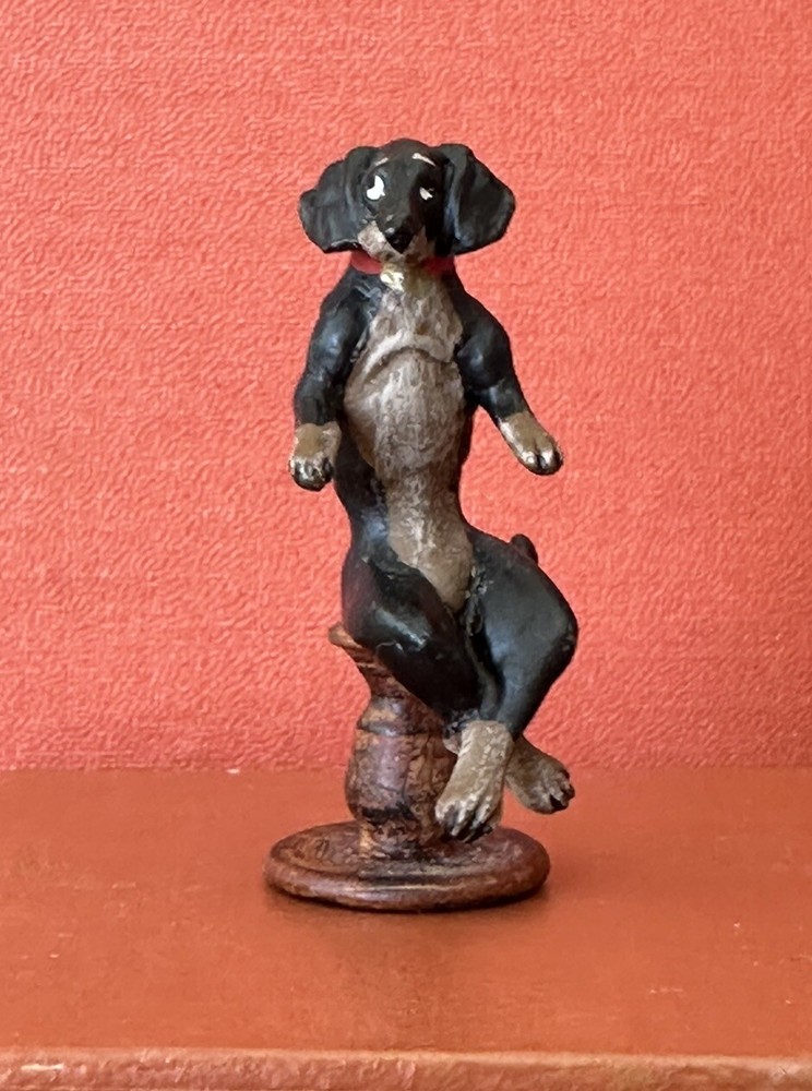 Vintage 1930s Austrian Bergmann style bronze cold painted Daschound dog figurine