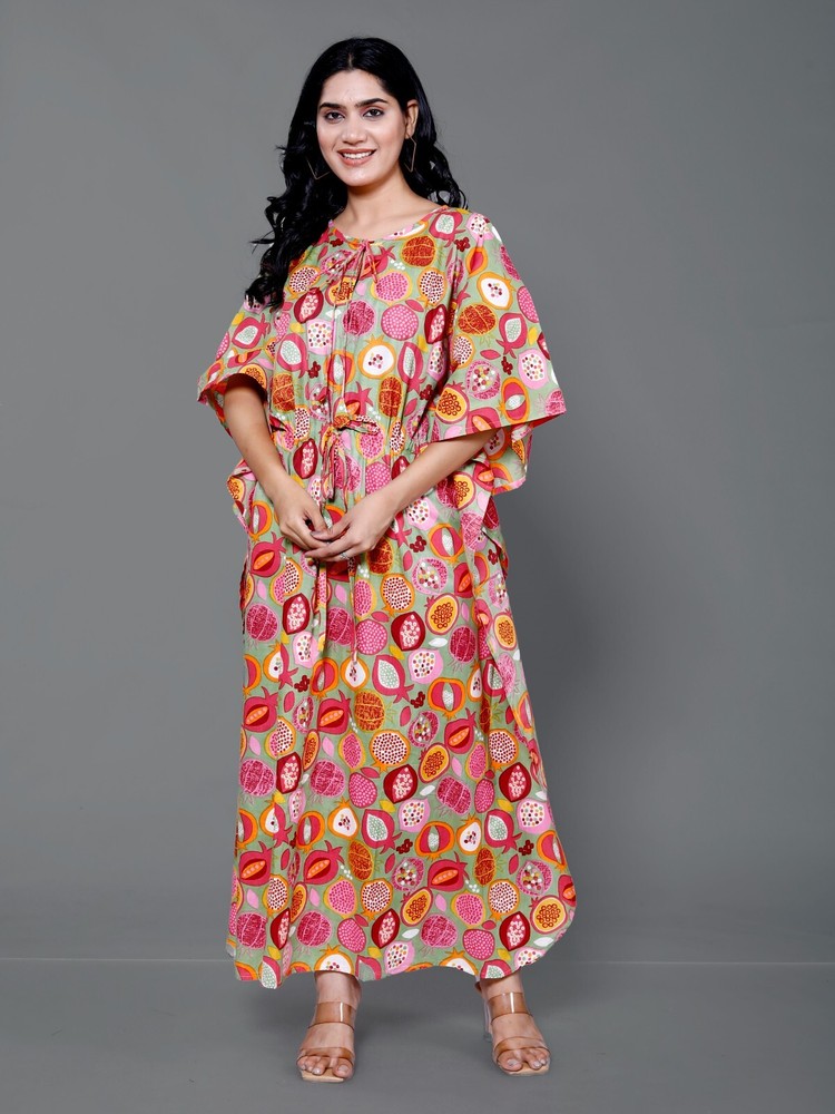 Indian Vintage 100% Cotton Long Beach Maxi Kaftan Dress One Size Caftan Kimono