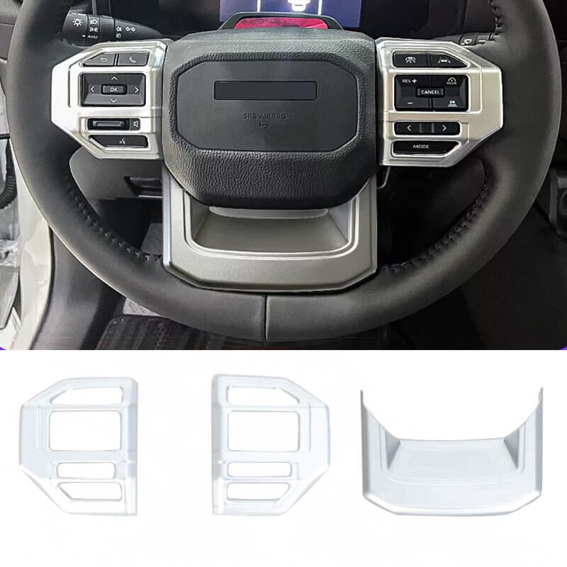3Pcs Sliver Steering Wheel Cover Set t For Toyota Prado Land Cruiser 2024-2025
