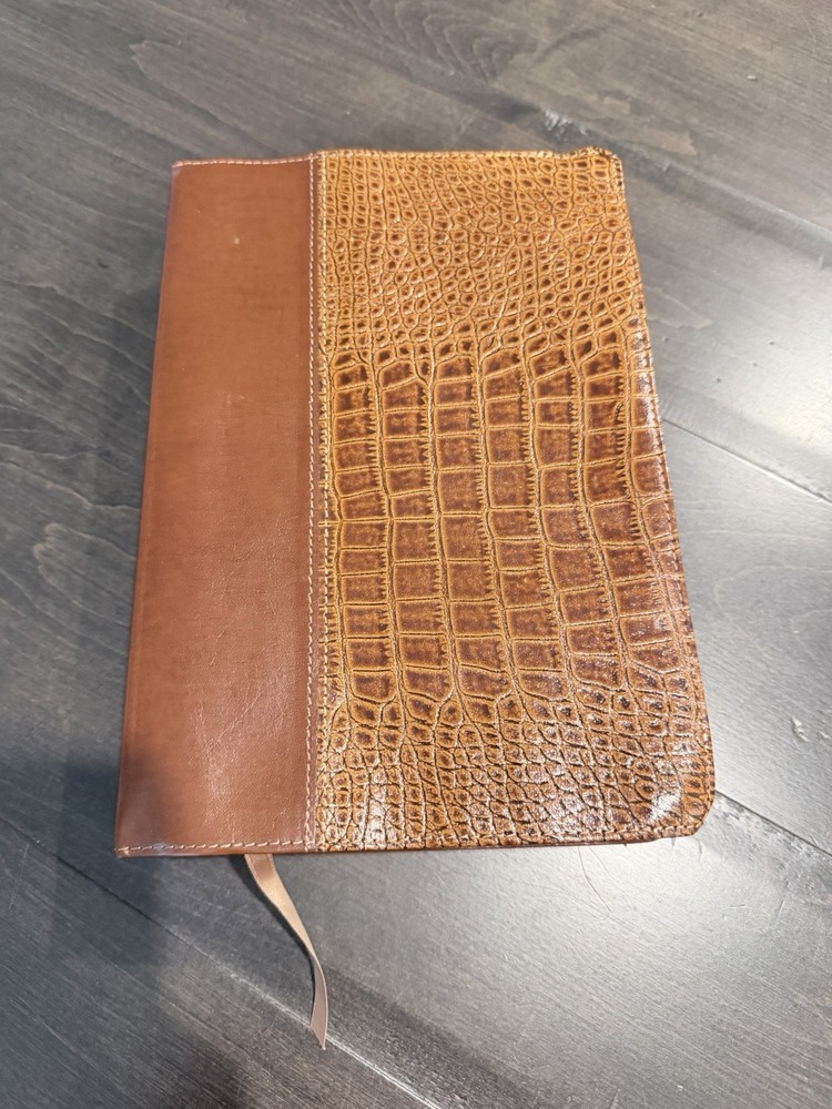 NIV Life App Study Bible Brown Leather Faux Croc Indexed Tyndale Zondervan