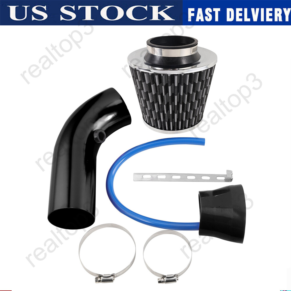 Black Cold Air Intake Mushroom Filter Induction Kit Pipe Power Flow Hose System