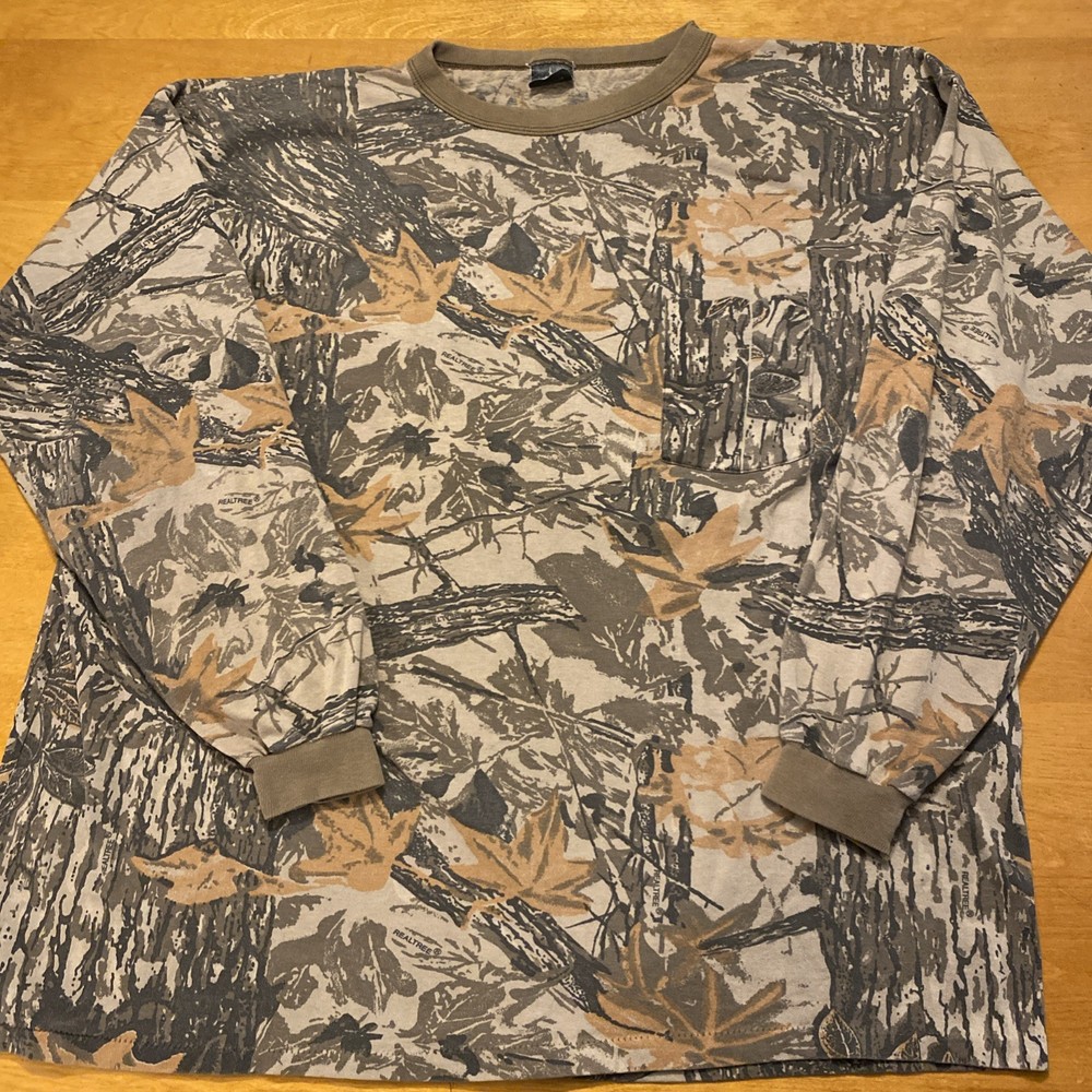 Vintage Camouflage Long Sleeve T Shirt Size XXXL Made In USA Realtree