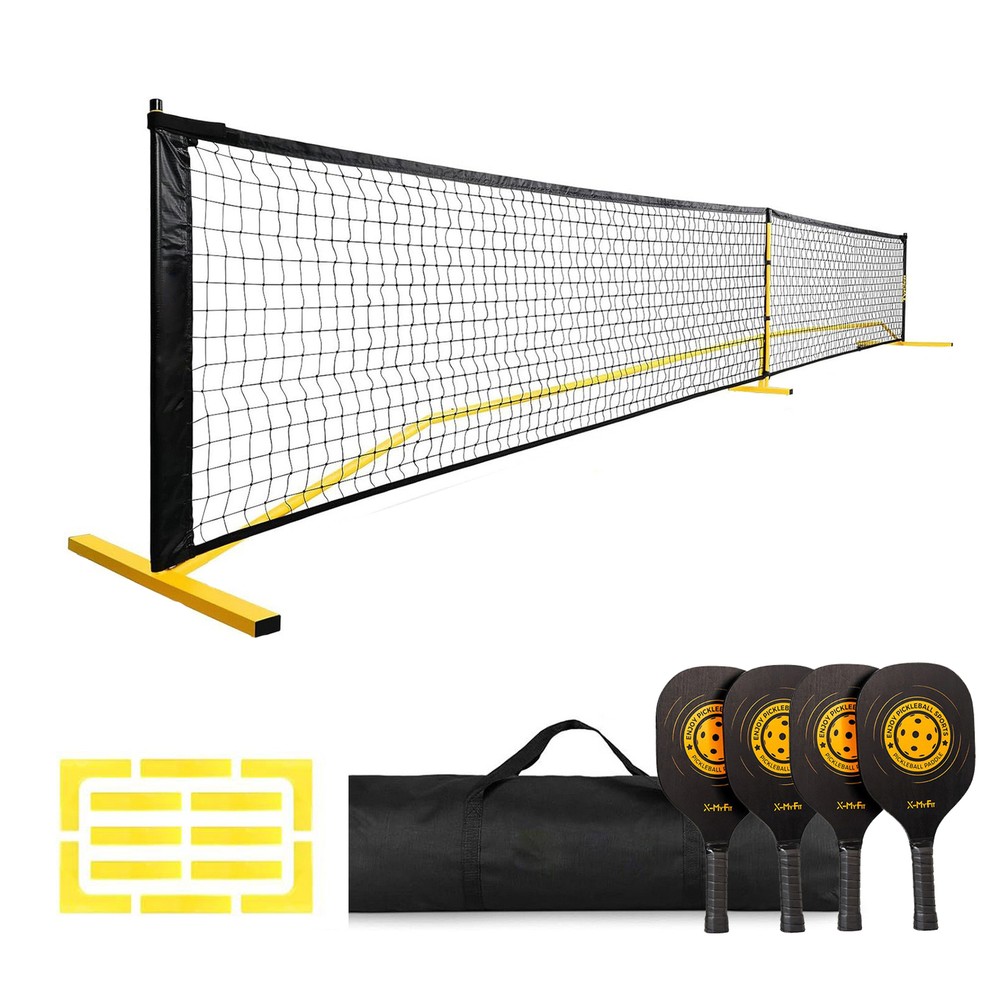 Pickleball Net Set Without Wheels Court Marking Kit Pickleball Nets W/ 4 Rackets