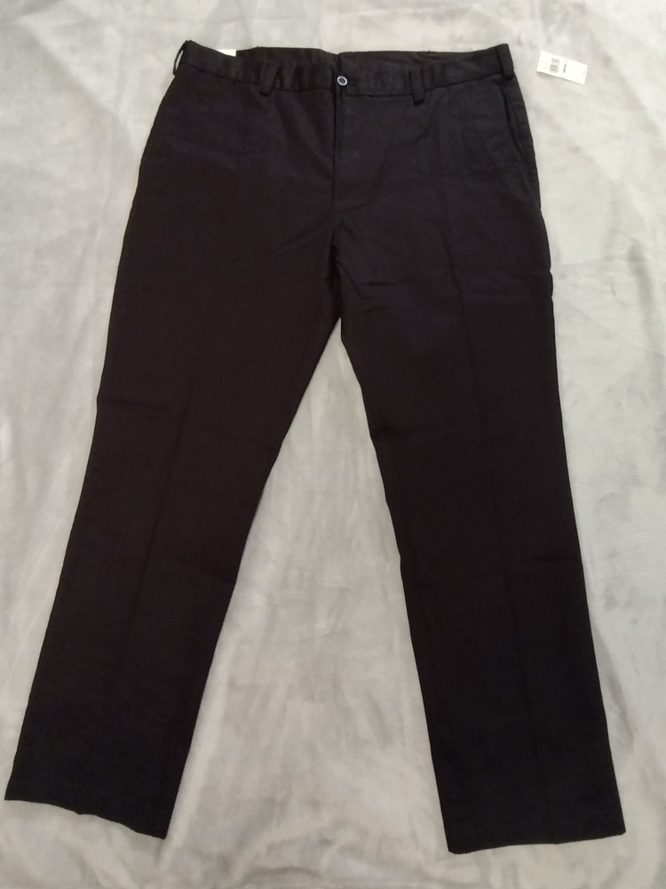 IZOD American Chino Pants Mens 40x32 Black New Straight Flat Front Non-Iron NWT