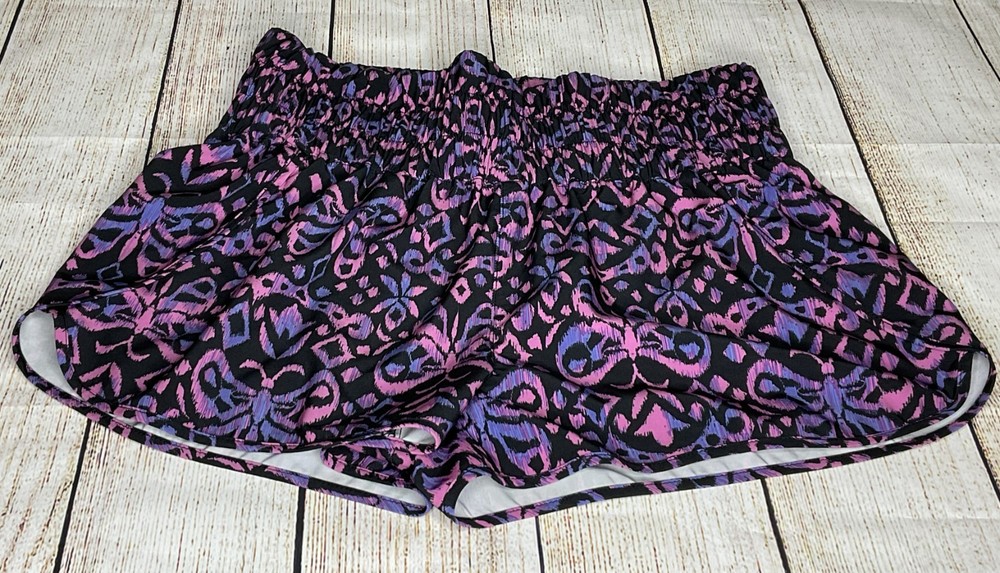 No Boundaries Women's Size M Shorts Wide Elastic Band Pink Purple & Black