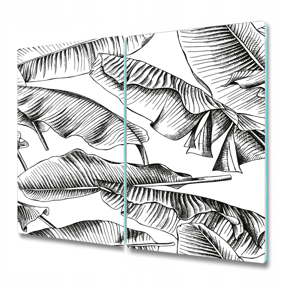 Glass Worktop Kitchen Chopping Serving Board Big black leaves Leaf 2x30x52