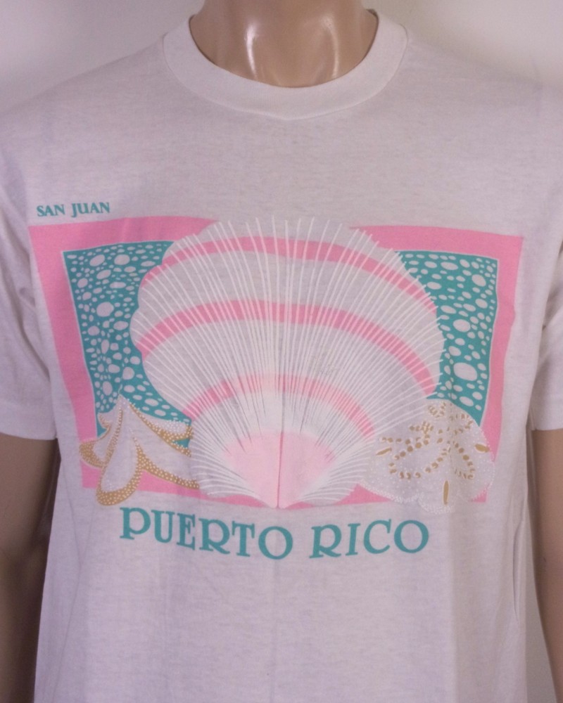 vintage 80s 90s San Juan Puerto Rico T-Shirt Sea Shells single stitch USA sz L