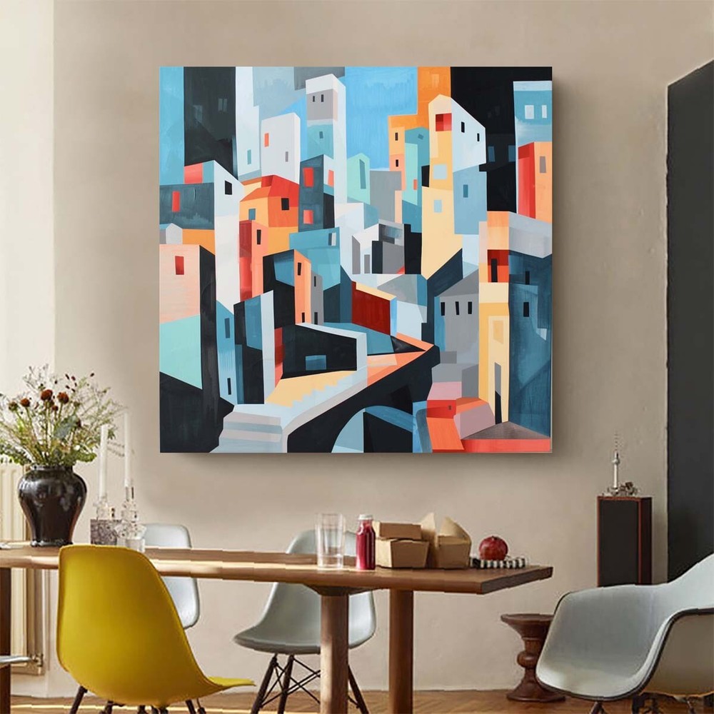 Handpainted Knife Oil Painting On Canvas Wall Art Blue Abstract Home Decoration