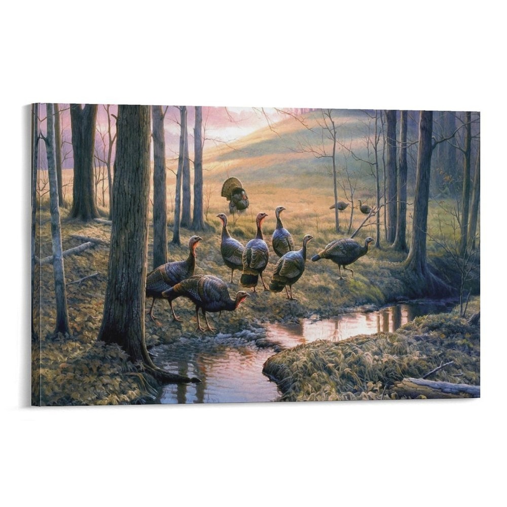 Wild Turkey in The Woods A Walk Vintage Style Poster for Bathroom Home Decor