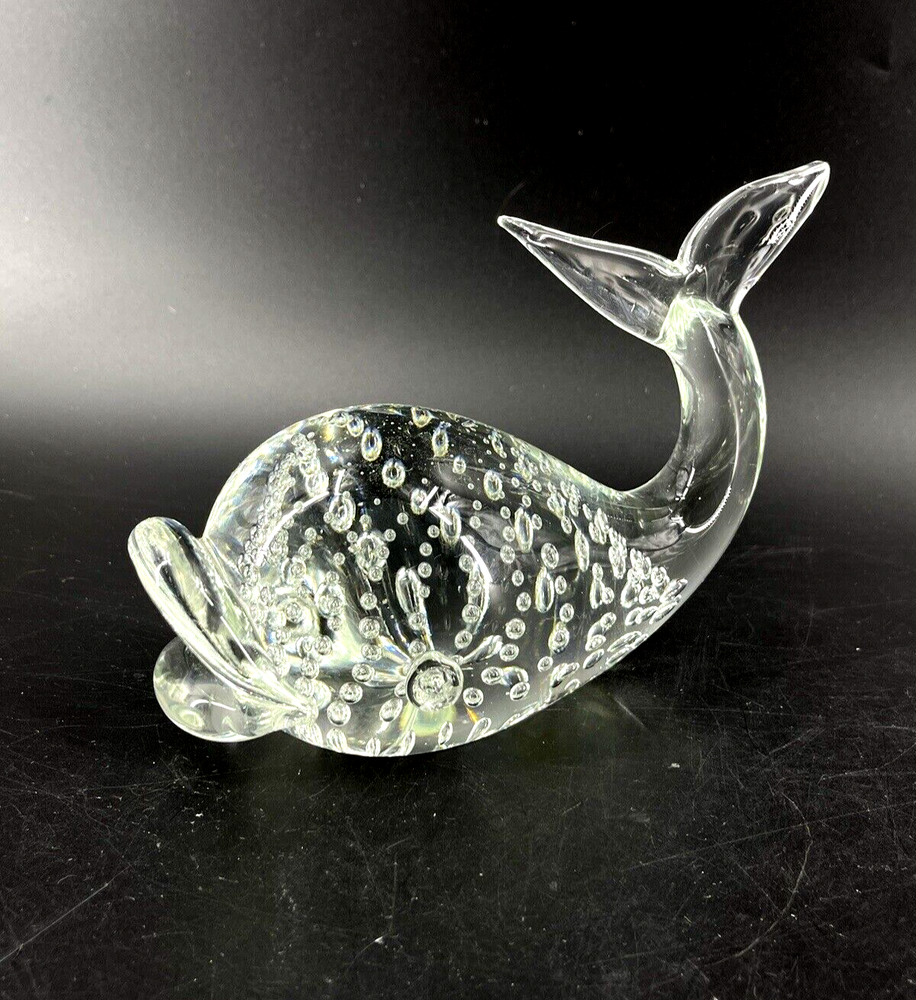 Vintage LICIO ZANETTI Signed Murano Art Glass Bullicante Whale Sculpture Rare