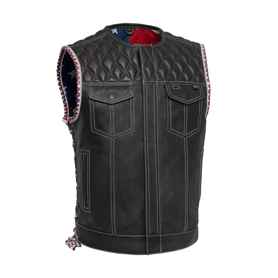 Empire Edge Men’s Genuine Leather Motorcycle Vest Biker Riding Sleeveless Jacket