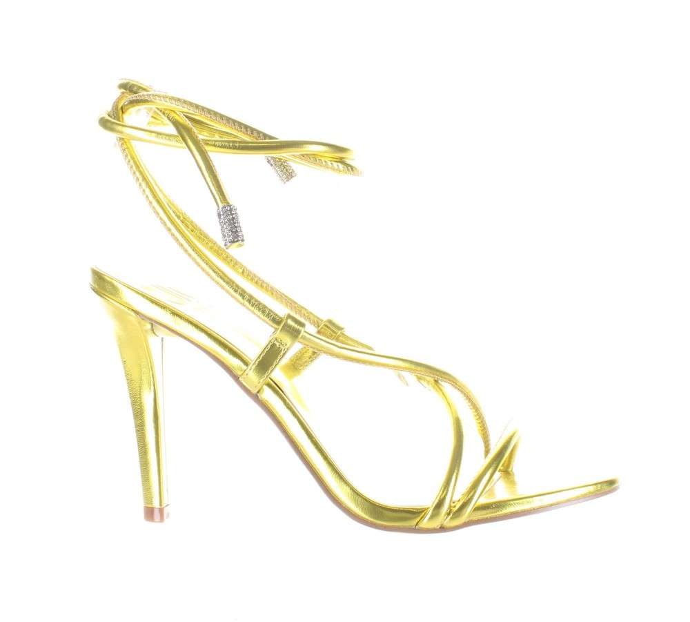 JLO Jennifer Lopez Gandet Gold Ankle Strap Heels Size 6 Womens