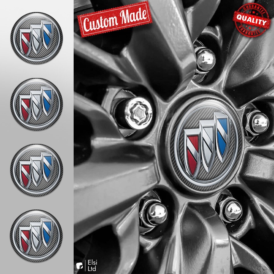 Buick Decals | 4pcs Set Wheel Cap Stickers | Custom Made Rim Emblems