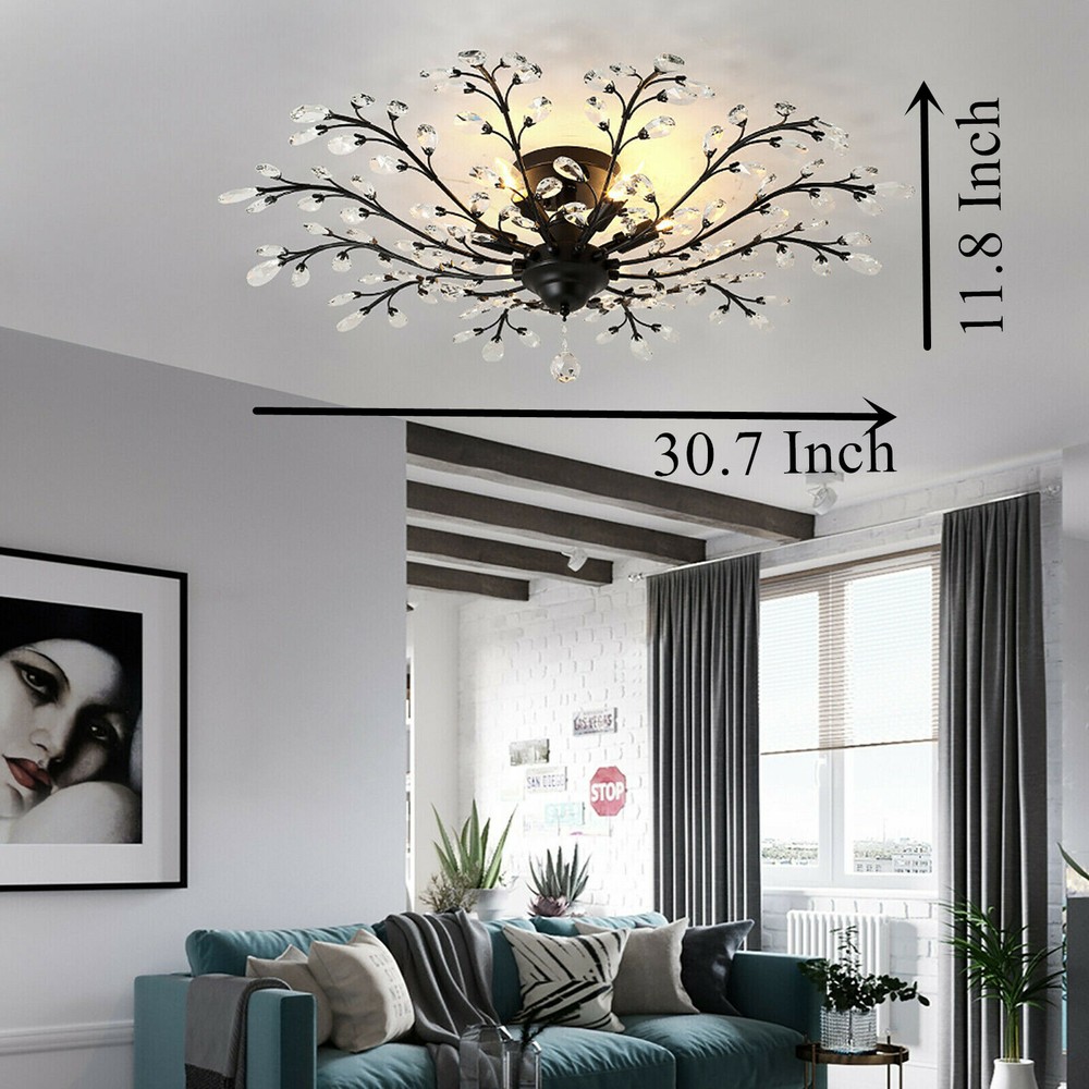 Vintage Crystal Flower Pendant Ceiling Lamp Chandelier for Bedroom Lighting
