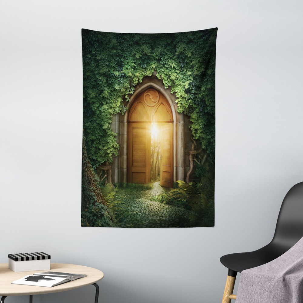Green Tapestry Mystic Vivid Sun Beams Print Wall Hanging Decor