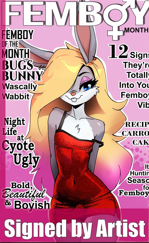 Bugs Bunny Femboy magazine facsimile furry 11x17 art print artist signed