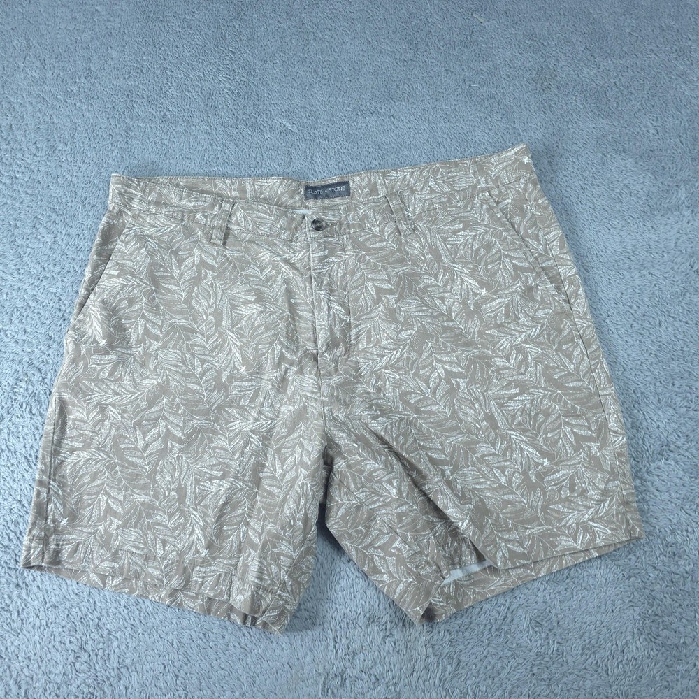 Slate & Stone Shorts Mens 38 Beige Floral Chino Stretch 9 Inseam Casual Summer