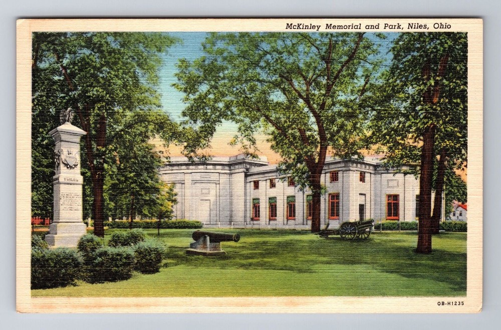 Niles OH-Ohio, McKinley Memorial And Park, Antique, Vintage Souvenir Postcard