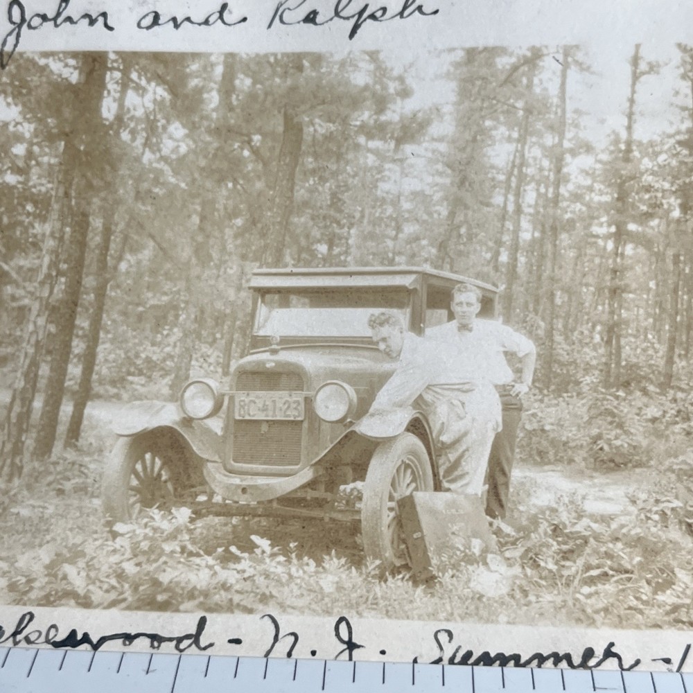 Vintage Photograph Snapshot Old Classic Car in Woods Summer of 1927 - A1