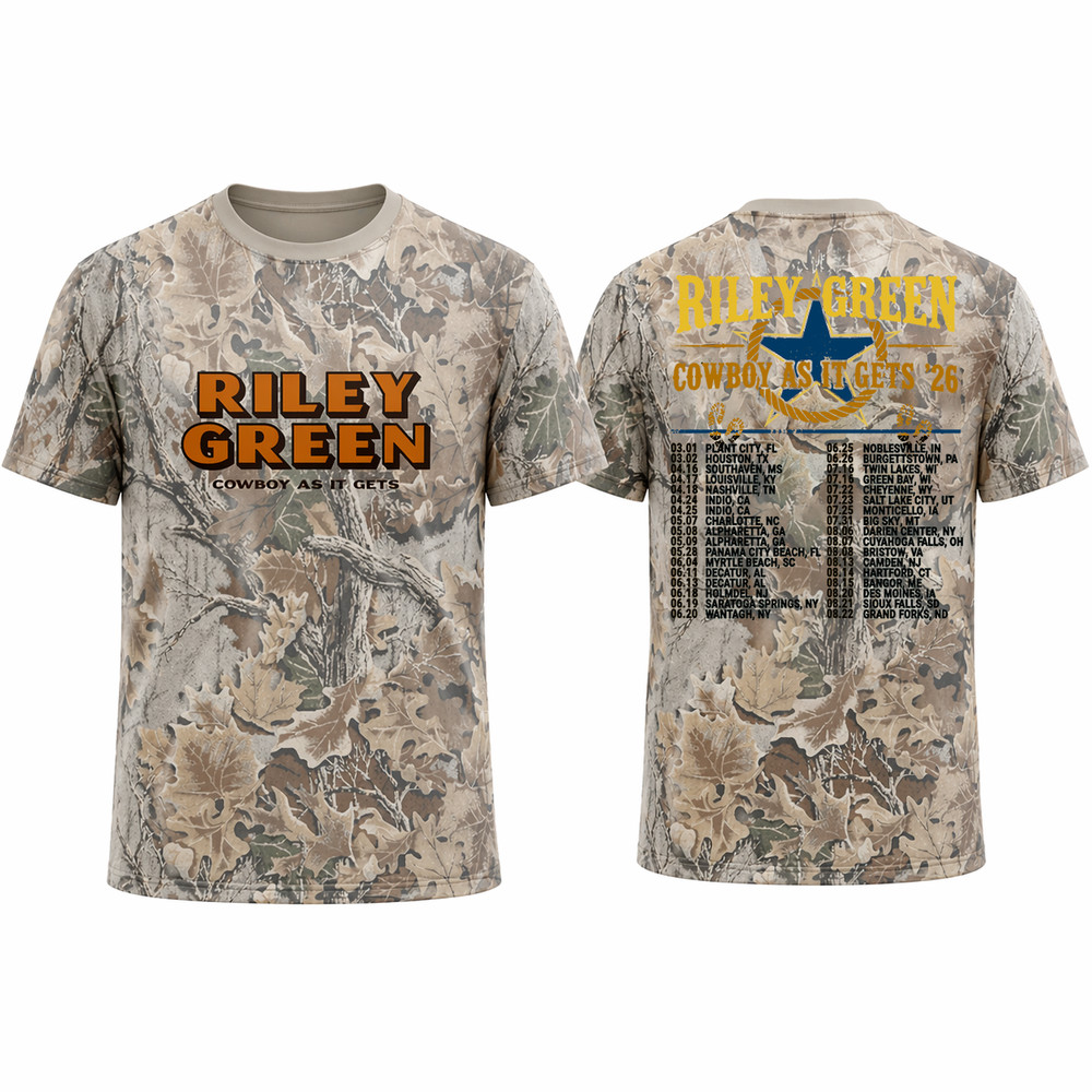 Riley Green's 2026 Tour All Over Shirt - Size S to 5XL