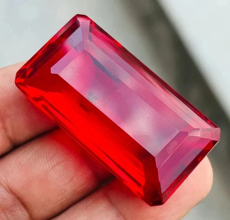 1000 Ct Certified Natural Brazilian Red Color Topaz Emerald Cut Loose Gemstone.