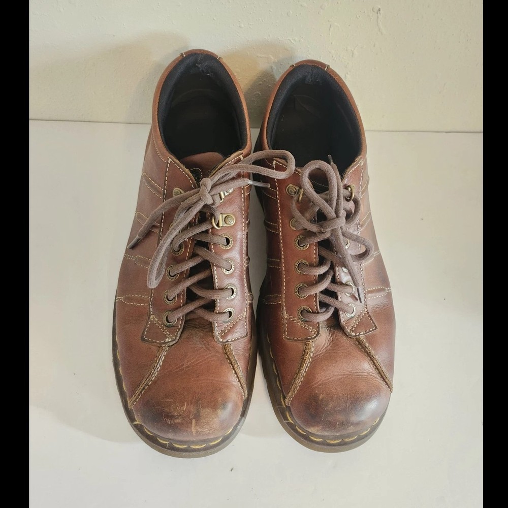 Dr. Martens Men's Brown Leather Oxford Lace Up Round Toe Rubber Sole US 13