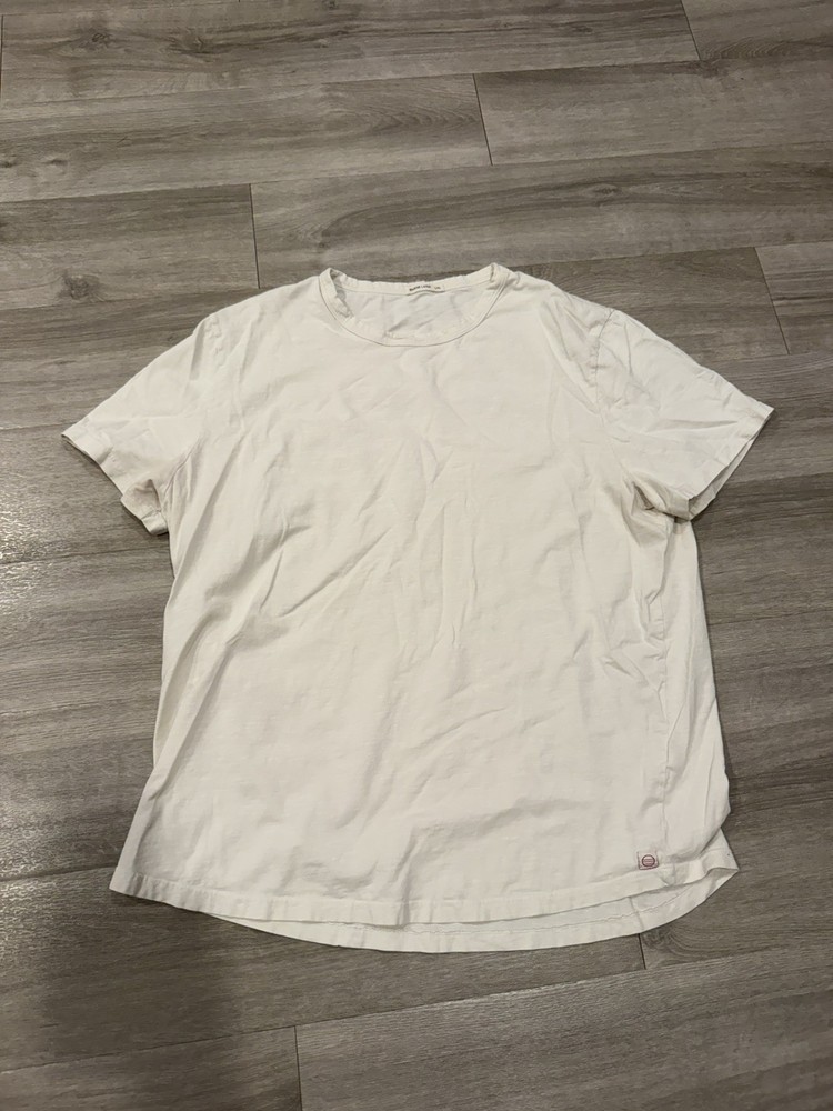 Marine Layer Tailored Saddle Hem Crew Tee White Cream Mens L/XL Soft Premium