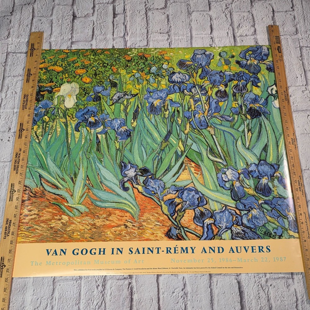 Vintage Van Gogh Irises Metropolitan Museum Of Art Poster Print 1986 Exhibition