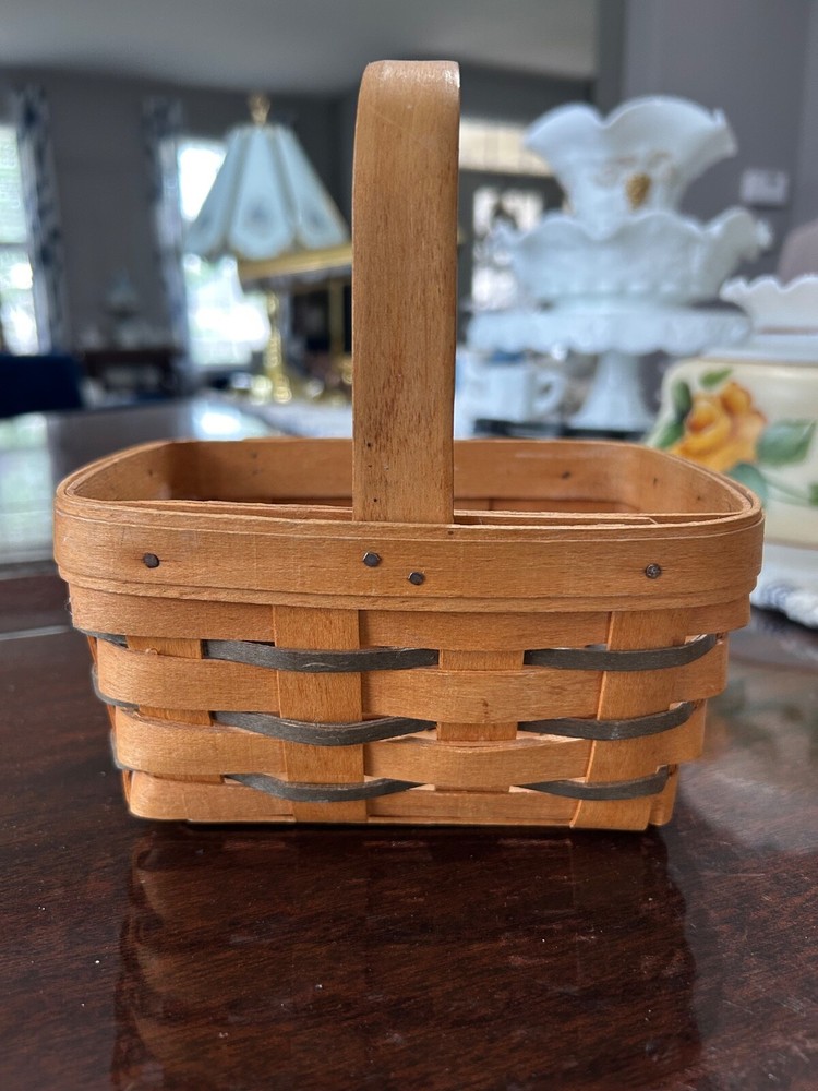 Vintage Longaberger Heartland Small Chore Green Basket approx. 7”x7”x5”