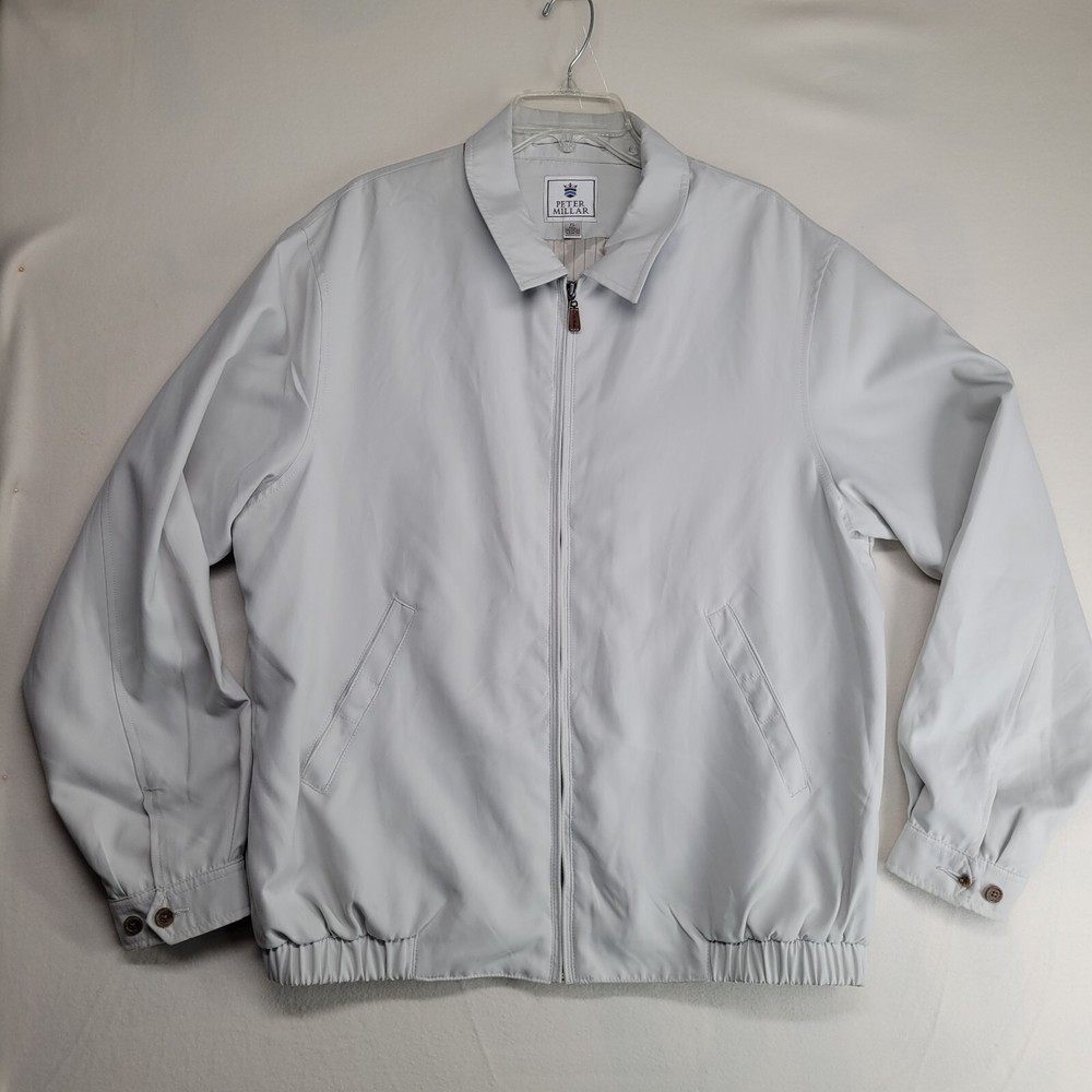 Peter Millar Windbreaker Jacket Mens XL Ivory Full Zip Golf Lightweight Vintage