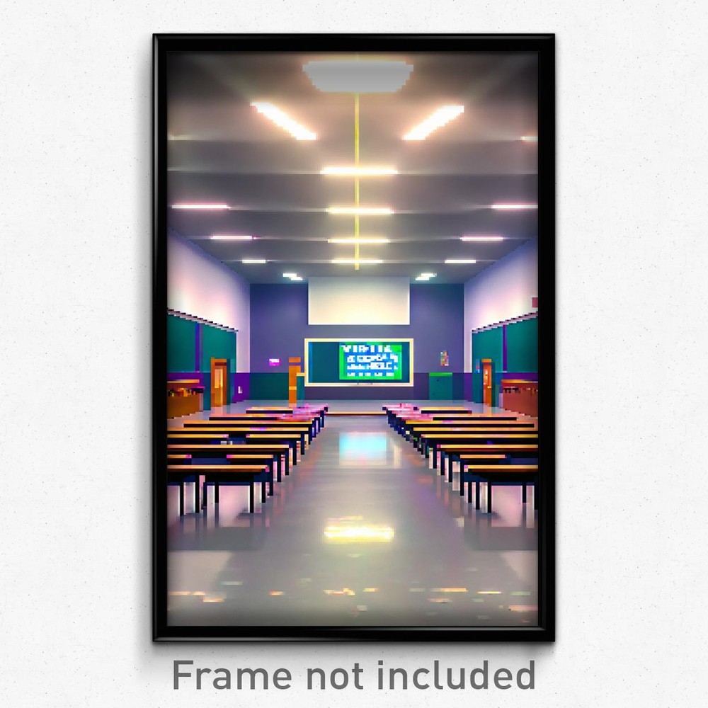 Pixel Art Poster - Virtual Middle School (8 Bit Psychedelic Video Game Print)