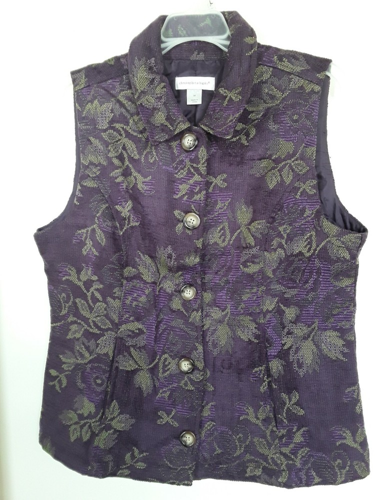 Christopher & Banks Purple Vest Women's M  Button Front