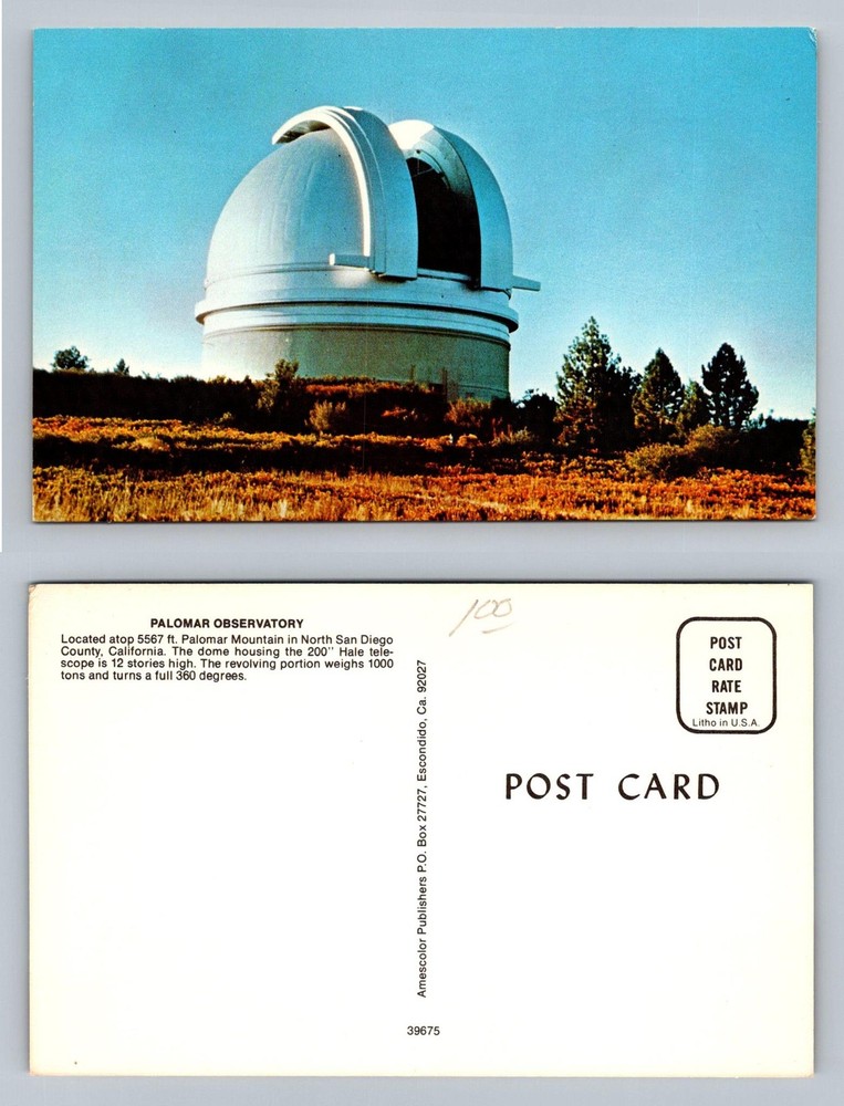 San Diego County, CA-California, Palomar Observatory Hale Vintage Postcard