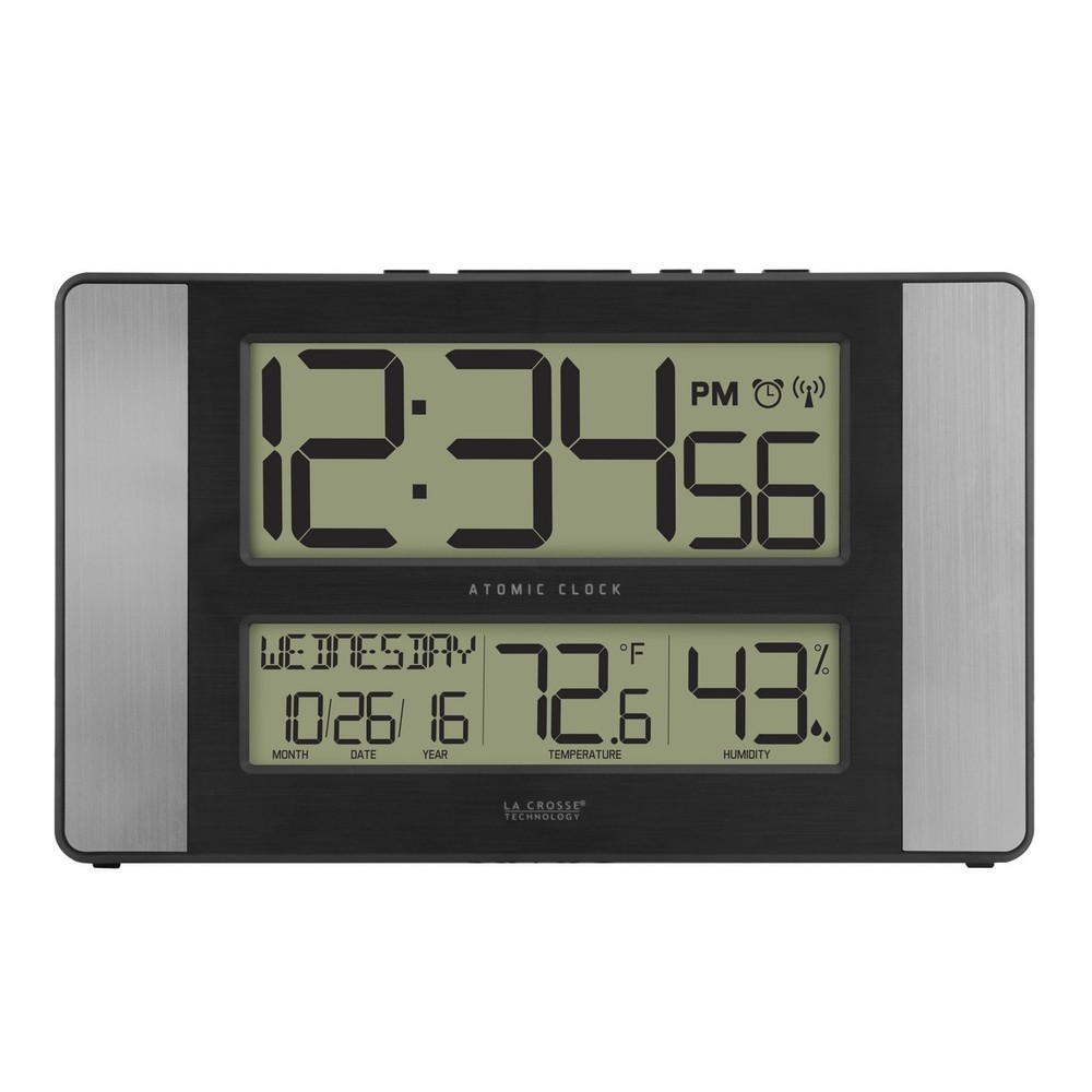 La Crosse Technology 513-1417H-AL Silver Atomic Digital Clock Modern Design