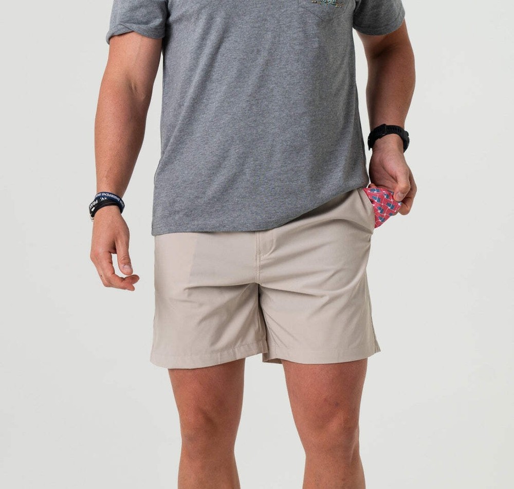 BURLEBO LIGHT KHAKI - AMERICAN FLAG POCKET EVERYDAY SHORTS (7