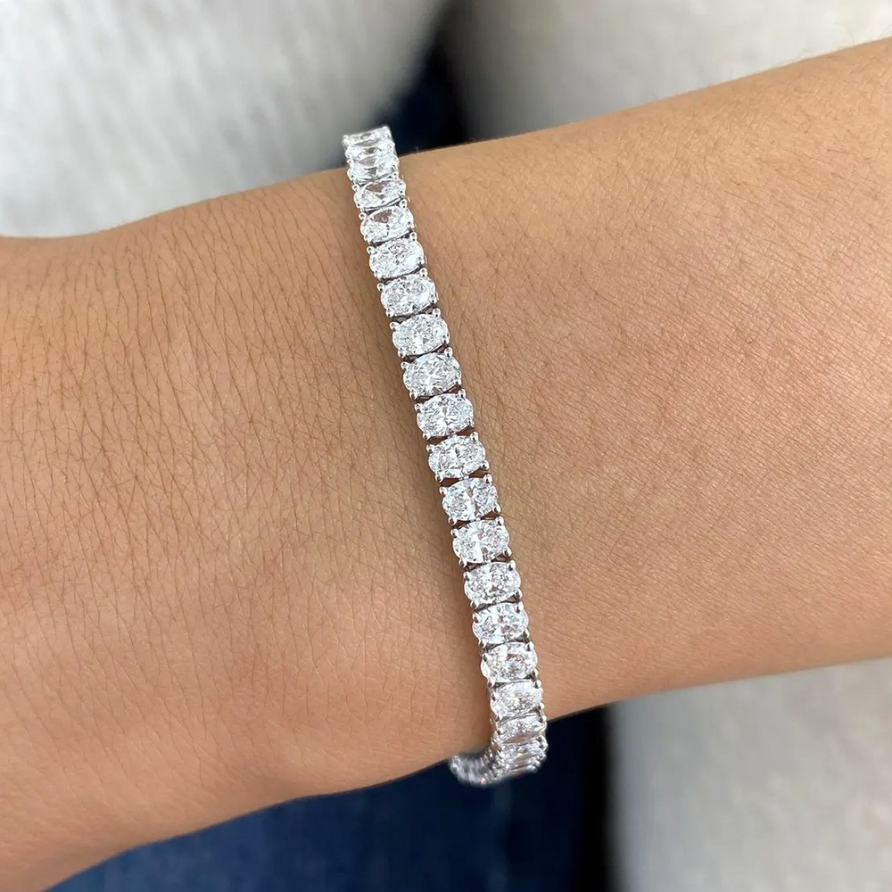 Luxury Oval Cut Diamond Bracelet 14k White Gold E F VVS2 Lab Grown 5 Carat