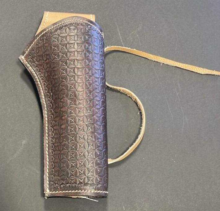 Brown Western Right Hand Gun Holster 44 / 45. Genuine Leather.