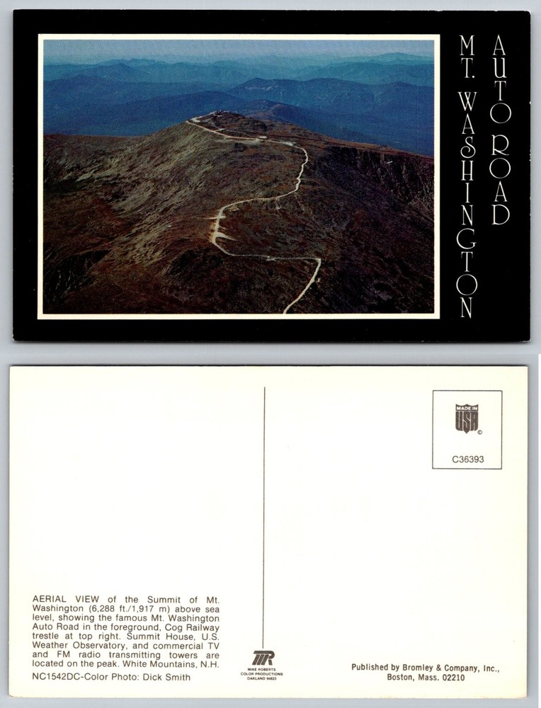 Mt Washington Auto Road Summit Aerial View White Mountains NH Postcard