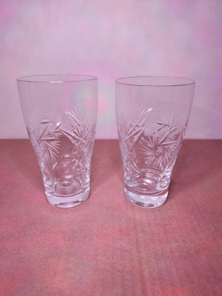 crystal cut pinwheel set of 2  highball glasses 5