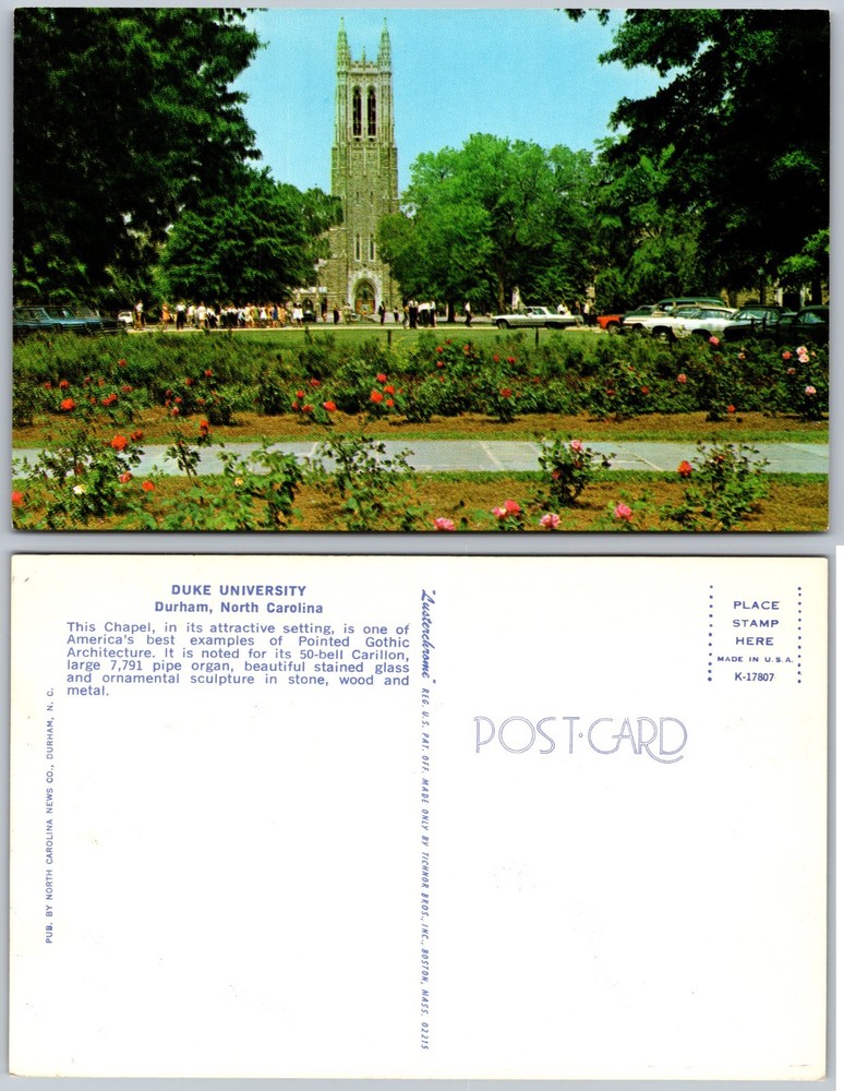 Duke University Chapel Durham North Carolina Postcard