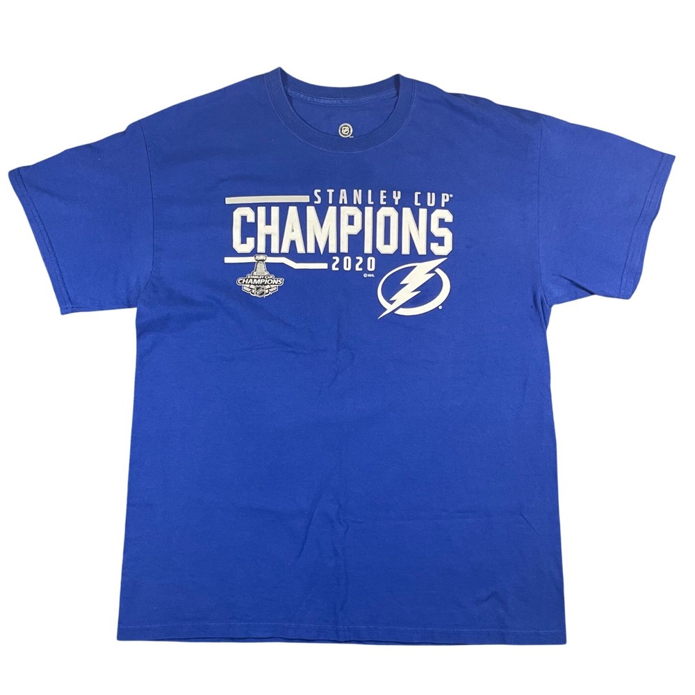 Tampa Bay Lightning 2020 Stanley Cup Champions Royal Blue T Shirt Mens Large