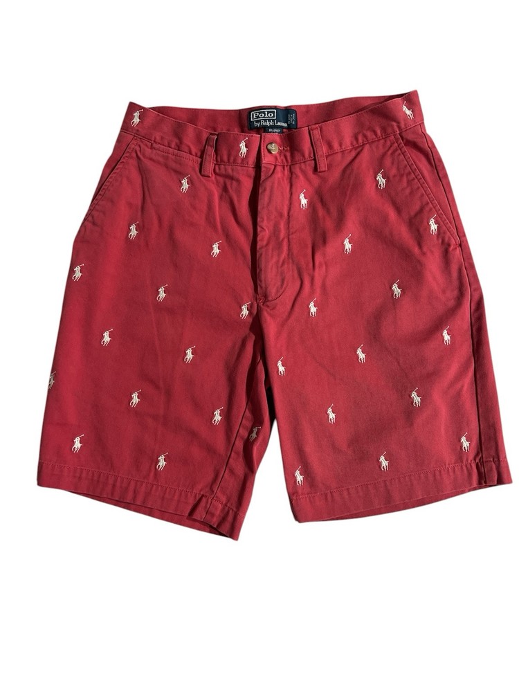 Polo Ralph Lauren Prospect Shorts Red Men Size 32  All Over Pony Embroidery AOP