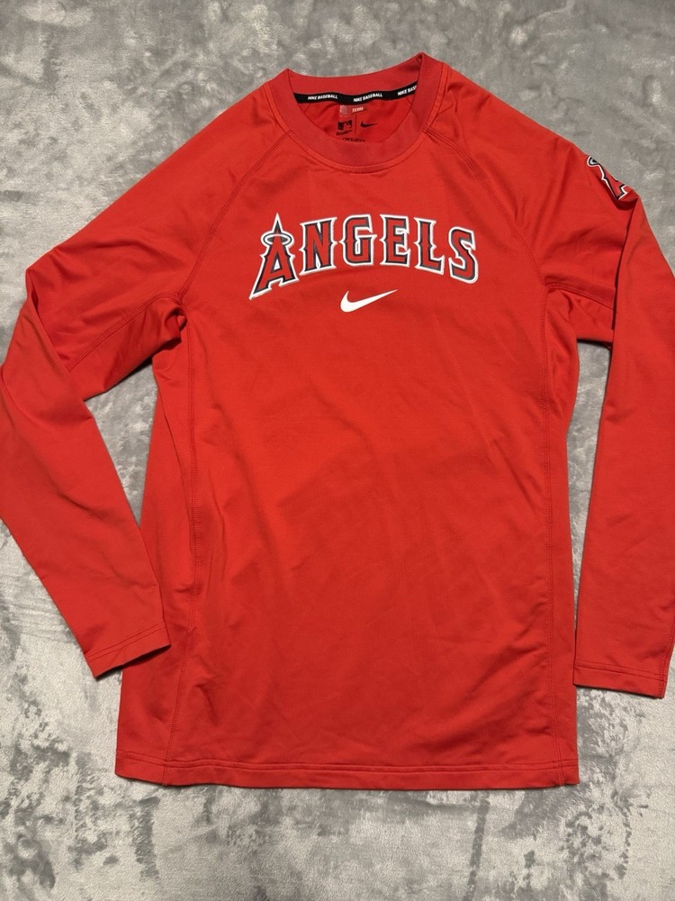 LA Angels Nike Baseball Dri Fit MLB Authentic Red Long Sleeve Shirt Size M